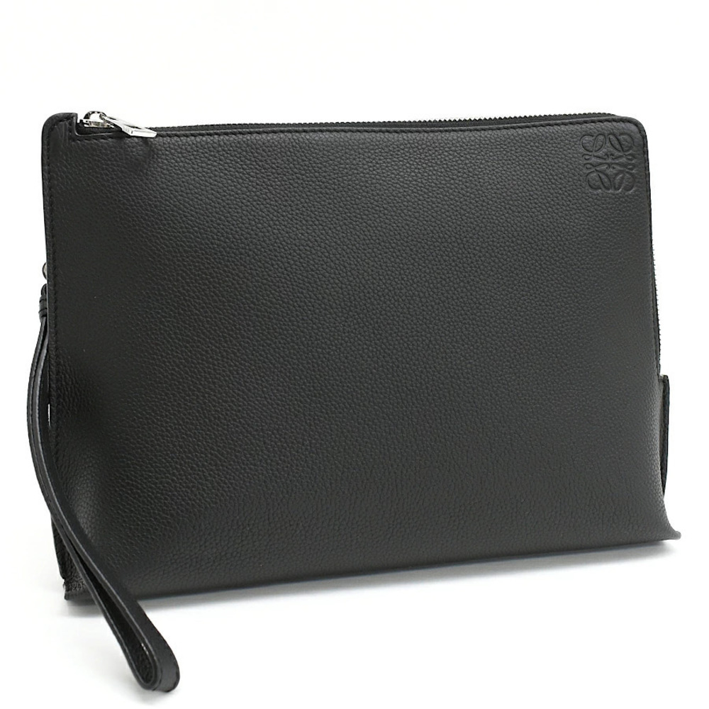 Loewe L Zip Pouch Clutch Bag Anagram Leather Black L ZIP